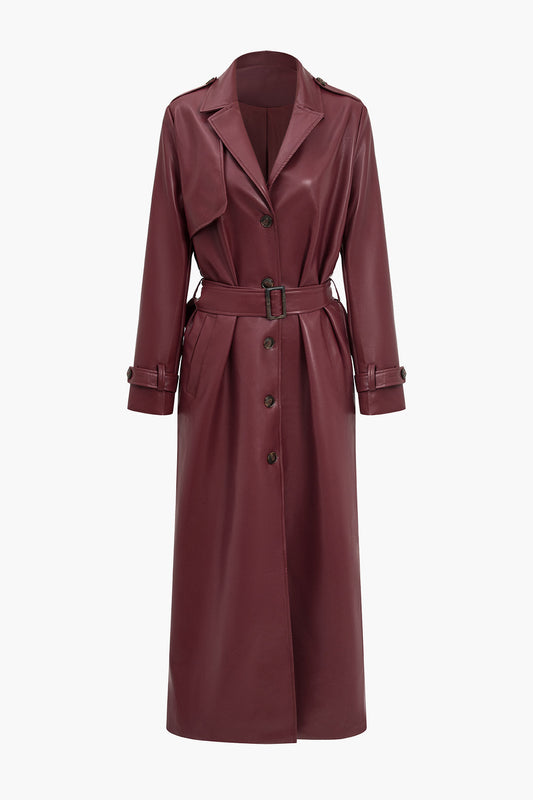 Women's Long Belted Trench Coat - Fashinoza