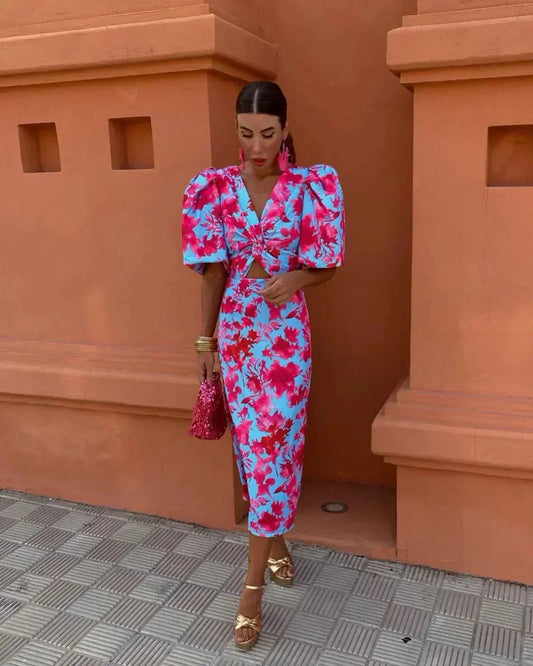 Women's Midi Wedding Guest Dress - Fashinoza