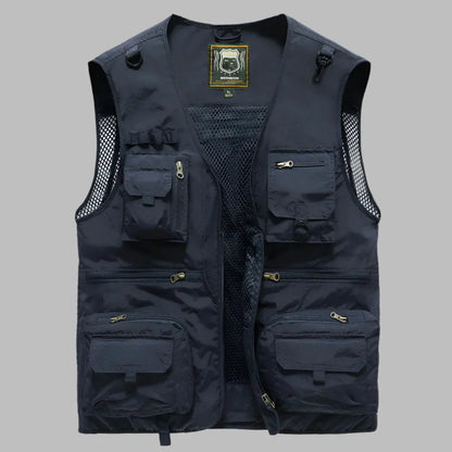 Men's Summer Vest Multi Pocket Cotton Tan