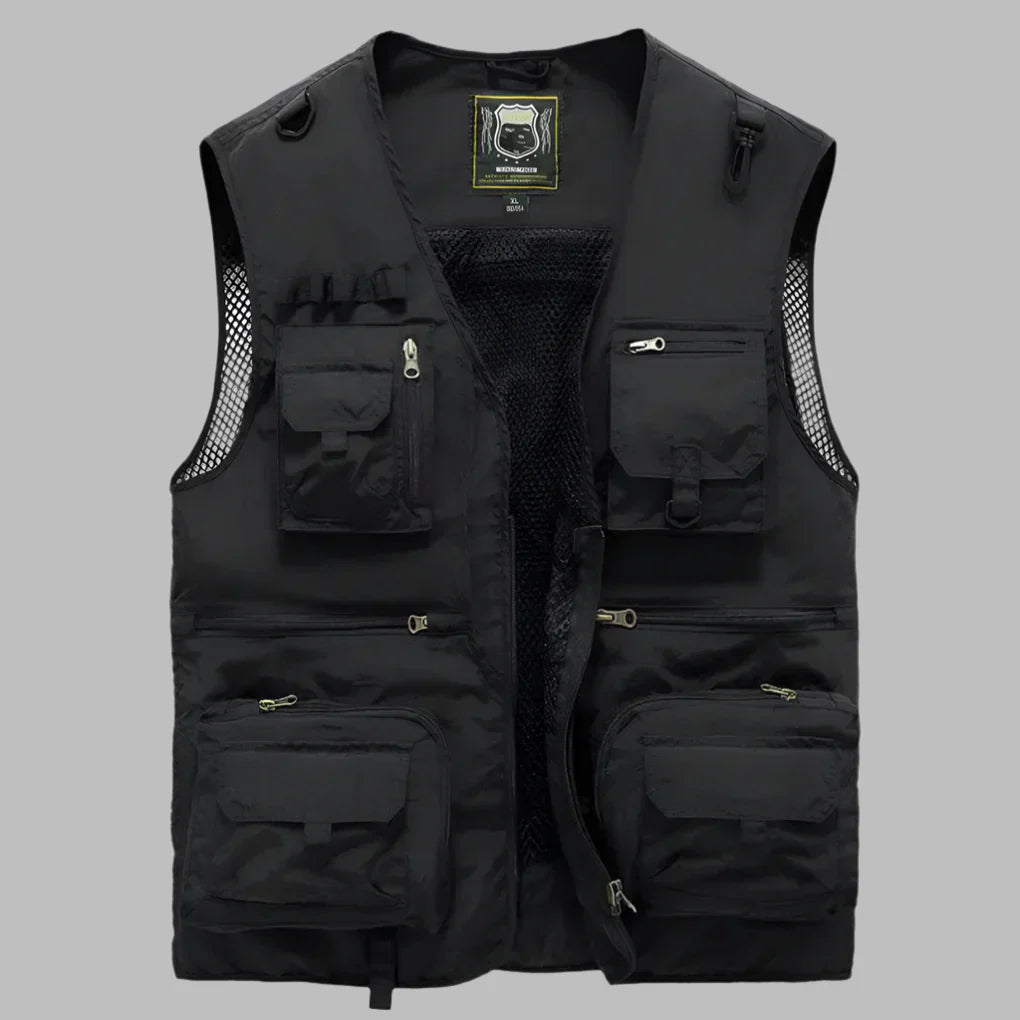 Men's Summer Vest Multi Pocket Cotton Tan