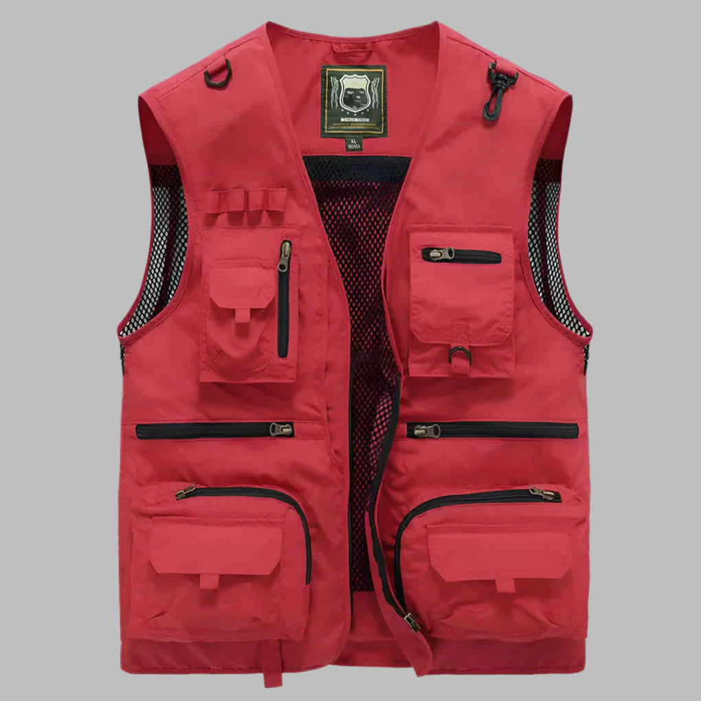 Men's Summer Vest Multi Pocket Cotton Tan - Fashinoza