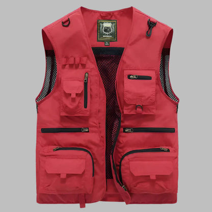 Men's Summer Vest Multi Pocket Cotton Tan - Fashinoza