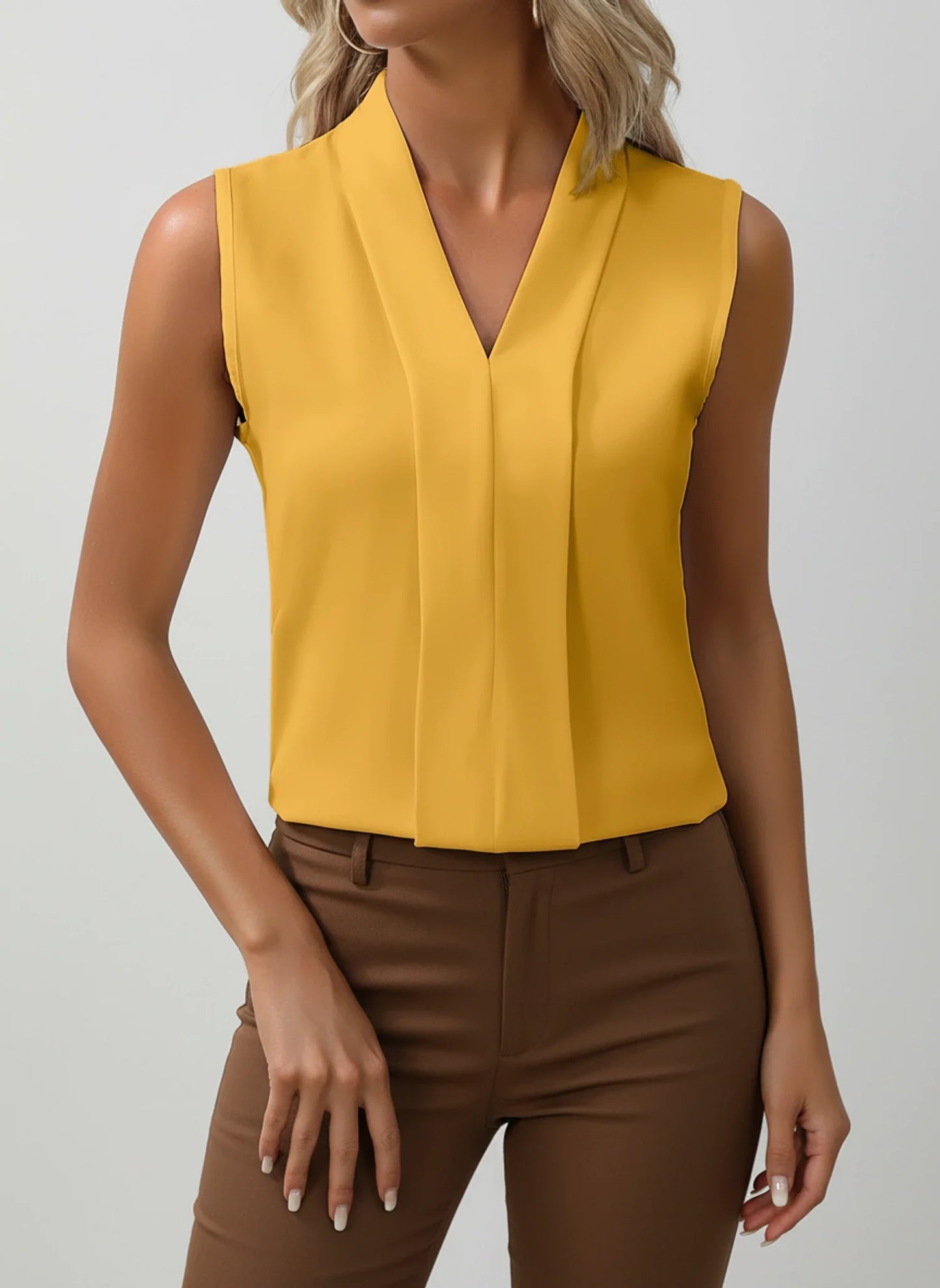 Women's Sleeveless V Neck Blouse