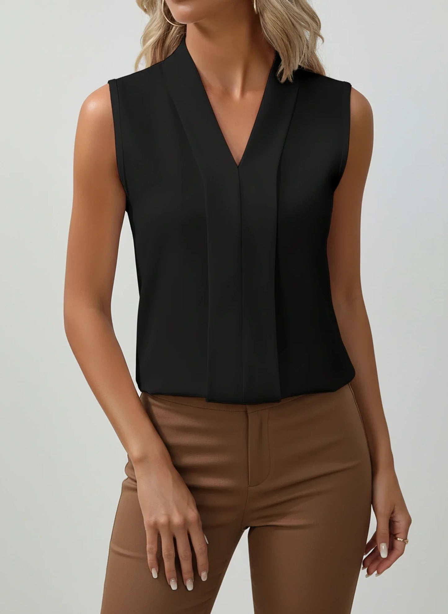 Women's Sleeveless V Neck Blouse