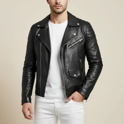 Men's Slim Fit Leather Biker Jacket