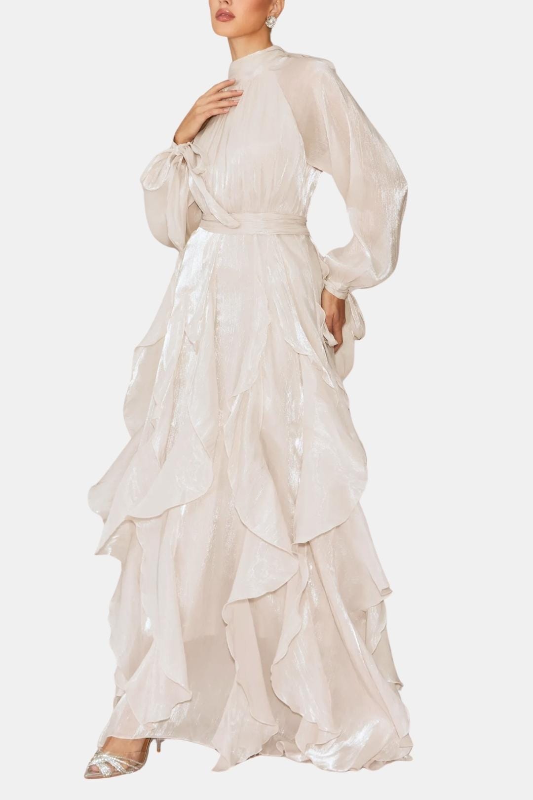 Women's Ruffle Maxi Dress Long Sleeve - Fashinoza