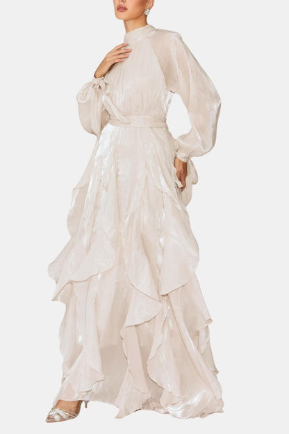 Women's Ruffle Maxi Dress Long Sleeve - Fashinoza