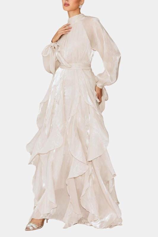 Women's Ruffle Maxi Dress Long Sleeve - Fashinoza