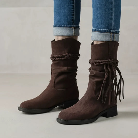 Women's Mid-Calf Slouch Boots - Fashinoza