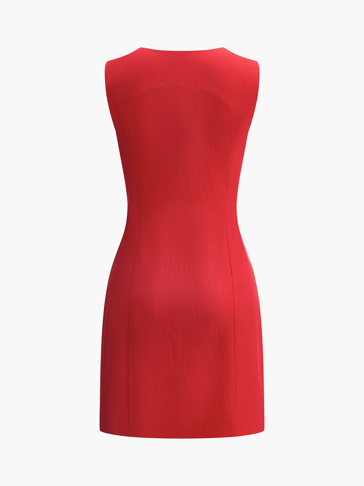 Women's Sleeveless V-Neck Mini Dress Fitted Summer Ruby Red