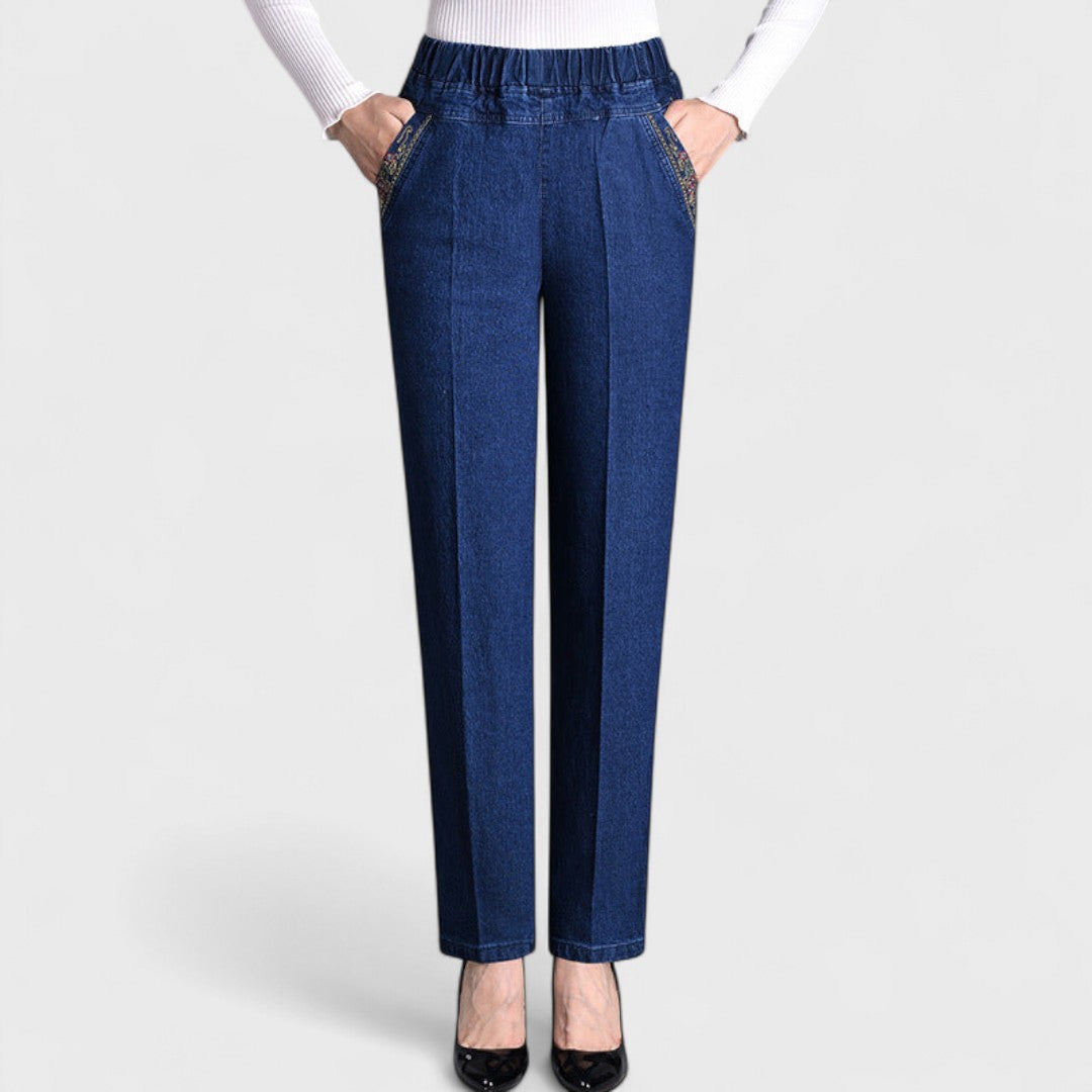 Women's Stretch Jeans Elastic Waist Side Pockets