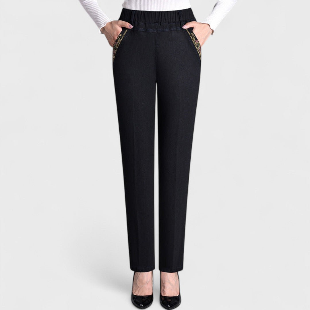Women's Stretch Jeans Elastic Waist Side Pockets