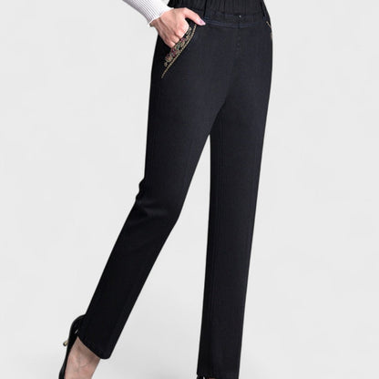 Women's Stretch Jeans Elastic Waist Side Pockets