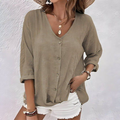 Women's Relaxed Fit Button Up Blouse
