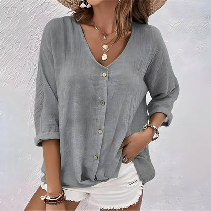 Women's Relaxed Fit Button Up Blouse