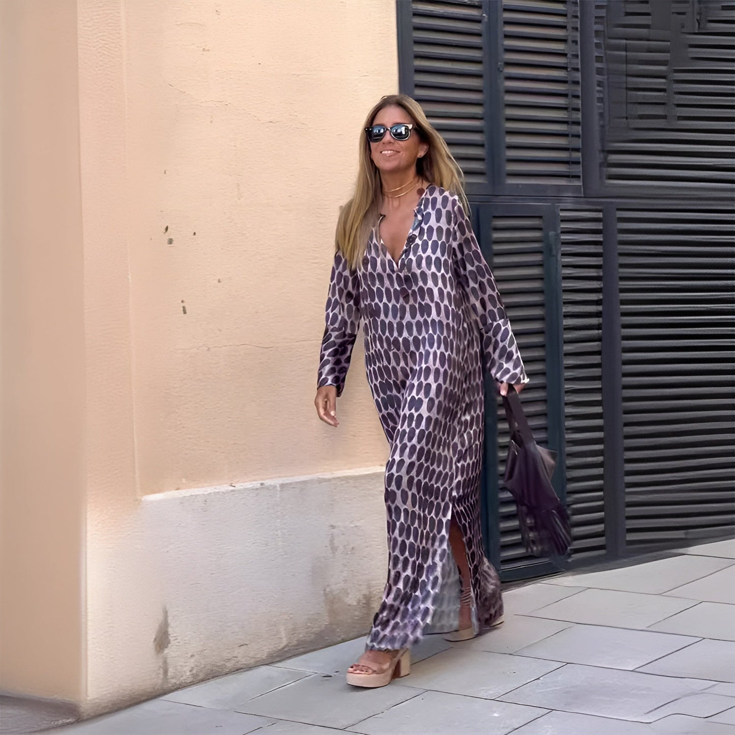 Women's Flowy Printed Summer Dress Tummy Control Boho Style - Fashinoza