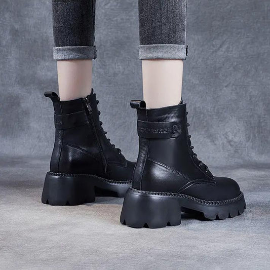 Women's Platform Boots Round Toe - Fashinoza