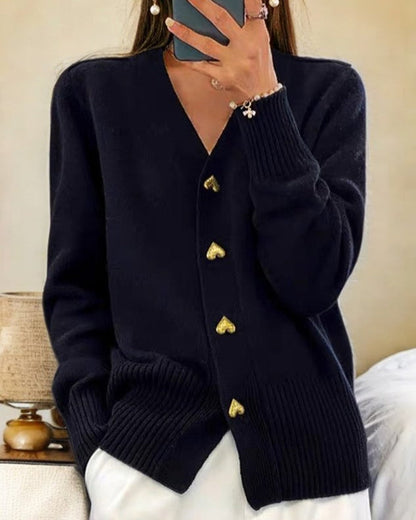 Women's Heart Button Cardigan