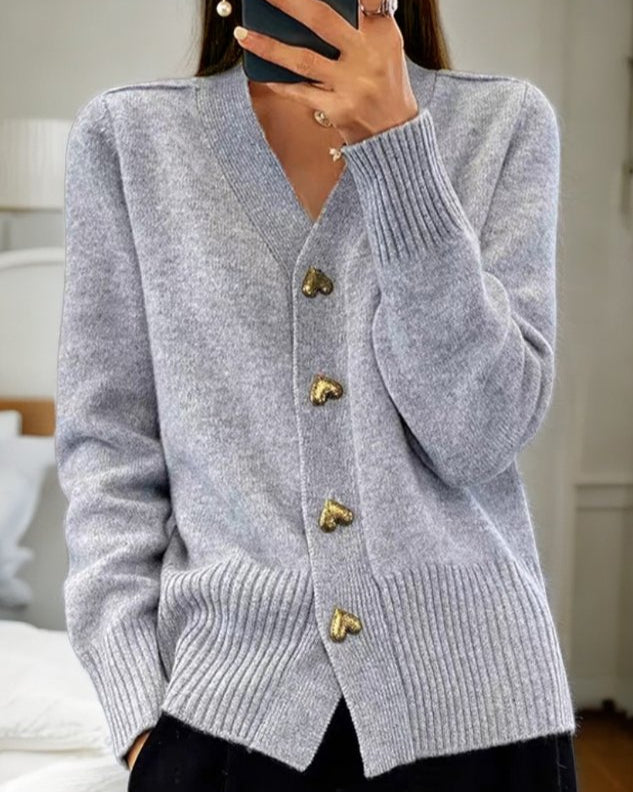 Women's Heart Button Cardigan