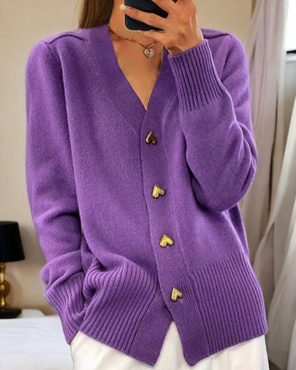 Women's Heart Button Cardigan