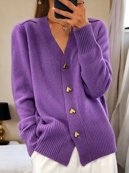 Women's Wool Cardigan Warm Knit Button Front