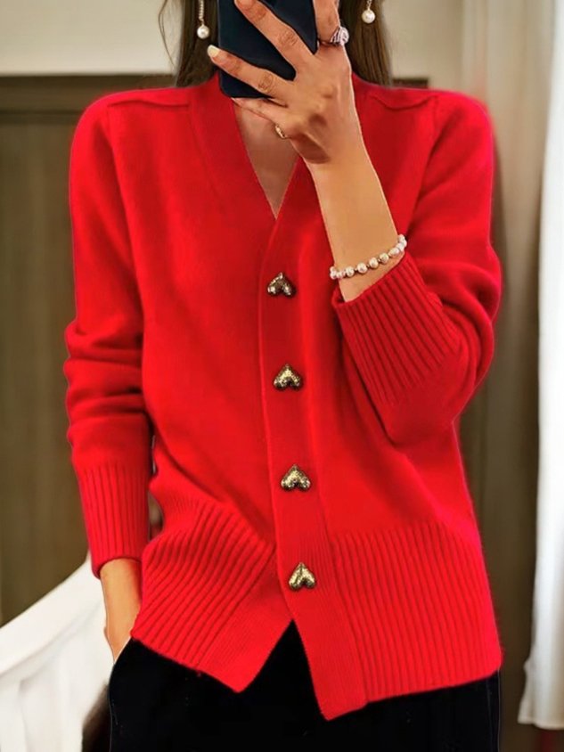 Women's Wool Cardigan Warm Knit Button Front
