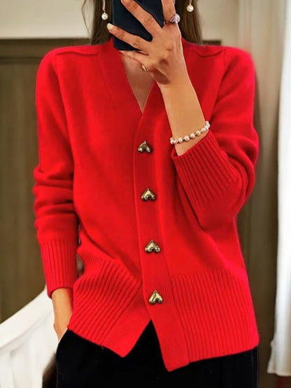 Women's Wool Cardigan Warm Knit Button Front
