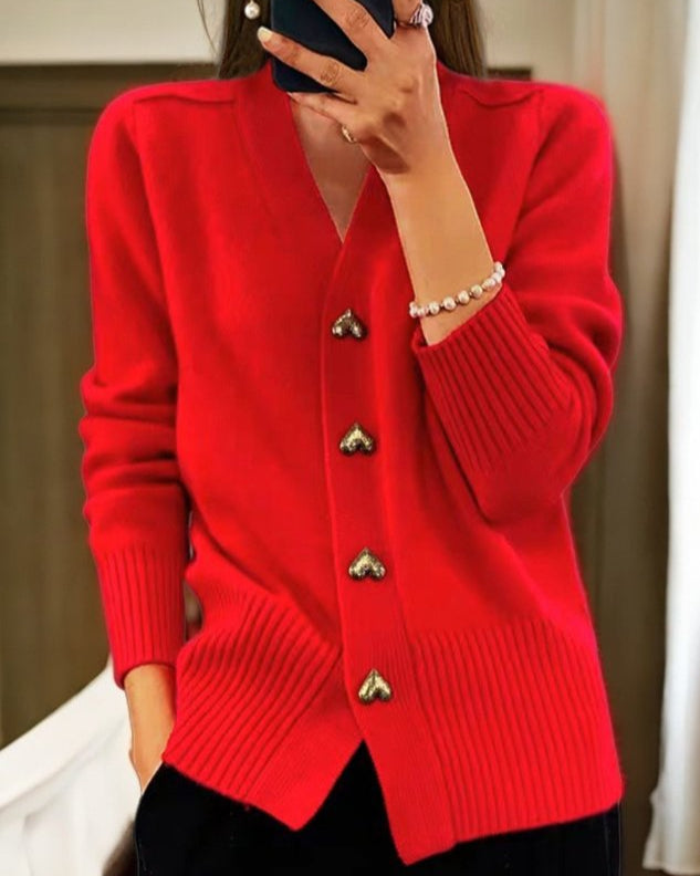 Women's Heart Button Cardigan