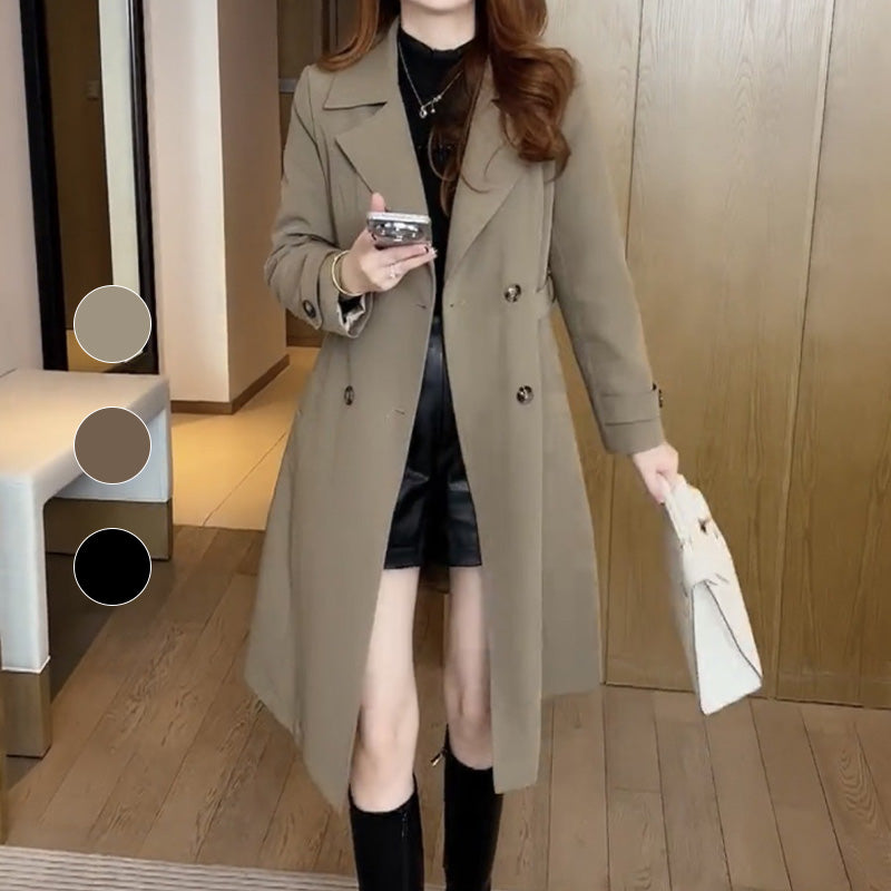 Women's Trench Coat Notched Neckline Design
