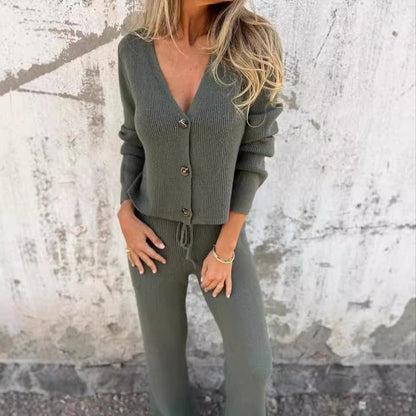 Women's Knit Cardigan And Pants Set