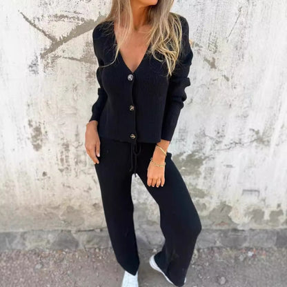 Women's Knit Cardigan And Pants Set
