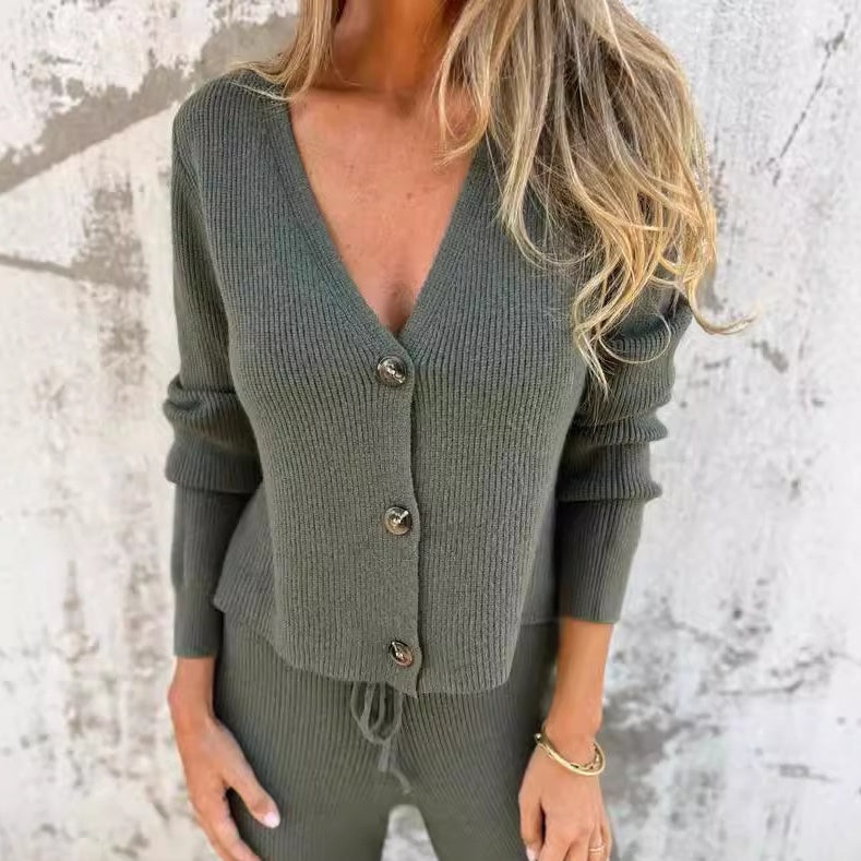 Women's Knit Cardigan And Pants Set