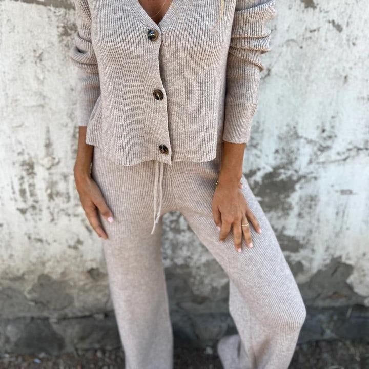 Women's Knit Cardigan And Pants Set