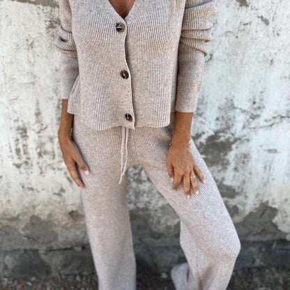 Women's Knit Cardigan And Pants Set