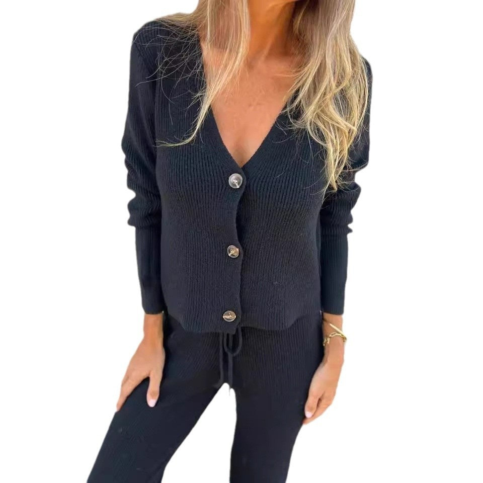 Women's Knit Cardigan And Pants Set
