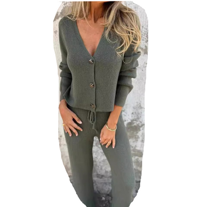 Women's Knit Cardigan And Pants Set