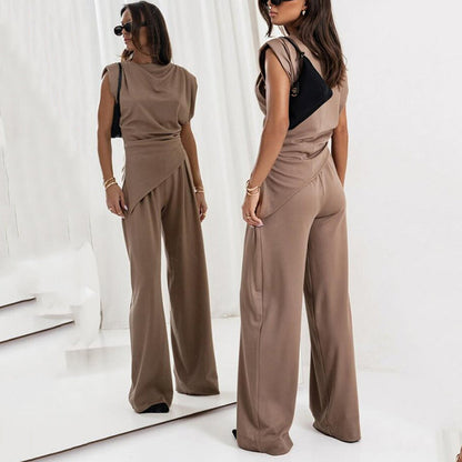 Women's Sleeveless And Shorts Minimal Two Piece Set