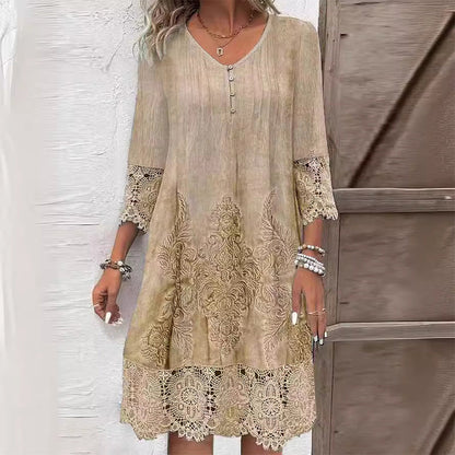 Women's Midi Lace Dress Long Sleeve