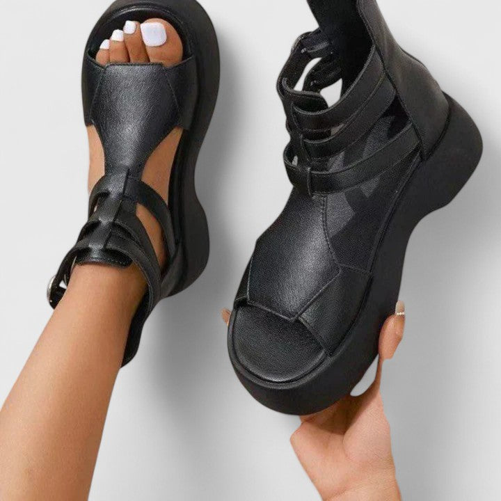 Women's Platform Sandals Open Toe Ankle Strap - Fashinoza