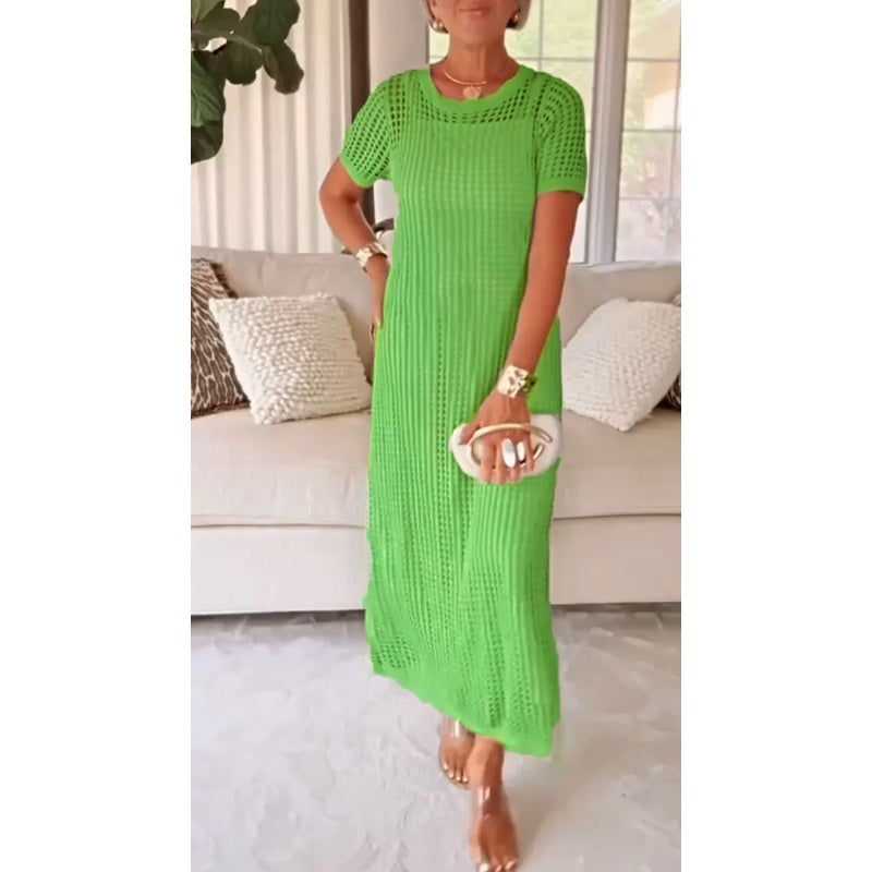 Sheer Knit Evening Maxi Gown