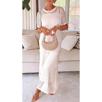 Sheer Knit Evening Maxi Gown