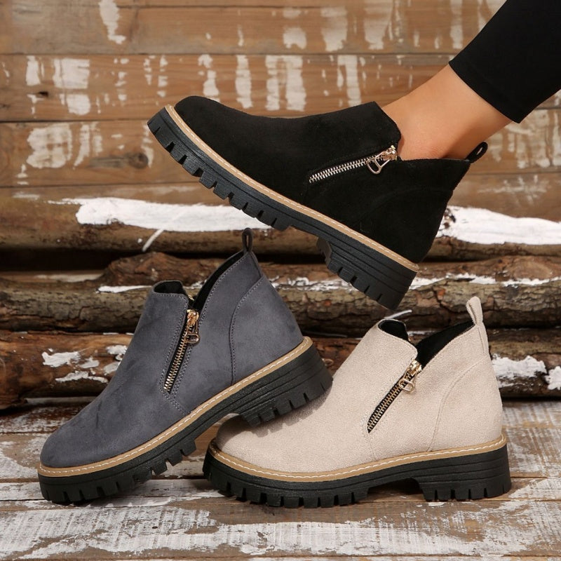 Chunky Zip Ankle Boots