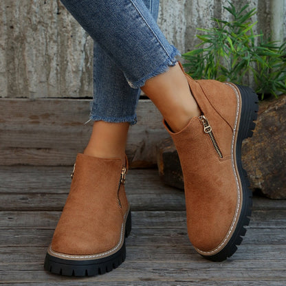 Chunky Zip Ankle Boots