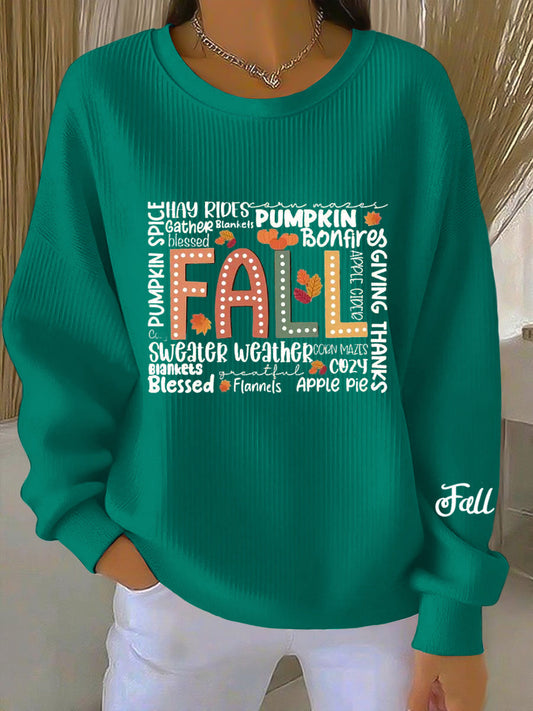 Women's Graphic Crew Neck Sweatshirt Long Sleeves - Fashinoza