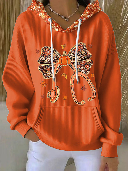 Women's Sparkling Hoodie Bow Design - Fashinoza