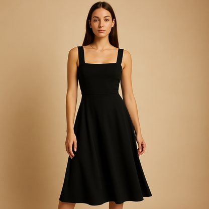 Women's Square Neck Midi Dress - 
Fashinoza