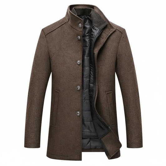 Men's Mid-Length Winter Coat Stand Collar - Fashinoza