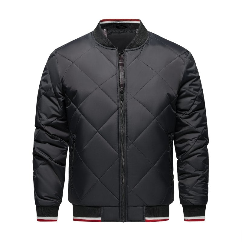 Men's Quilted Bomber Jacket Diamond Pattern - Fashinoza