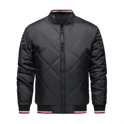 Men's Quilted Bomber Jacket Diamond Pattern - Fashinoza