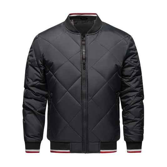 Men's Quilted Bomber Jacket Diamond Pattern - Fashinoza